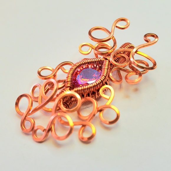 Electroplated cubic zirconia wire wrap necklace - Picture 2 of 4